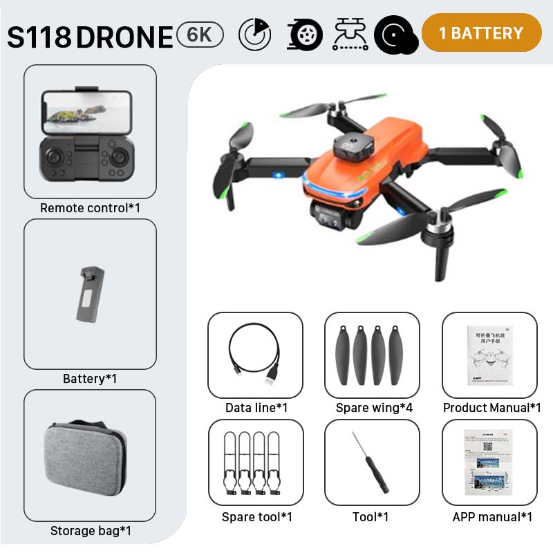 S118 Drone, S118 DRONEc 6K BATTERY Remote control*1 747 Battery