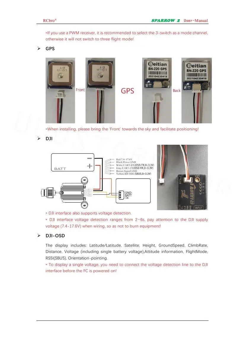 Lefei V2 Sparrow 6-Axis Return Home Stabilization with GPS Module Gyroscope Flight Controller for Air Unit FPV RC Airplanes Part 9 if you use PWM receiver it is recommended t0 select the Swvilch