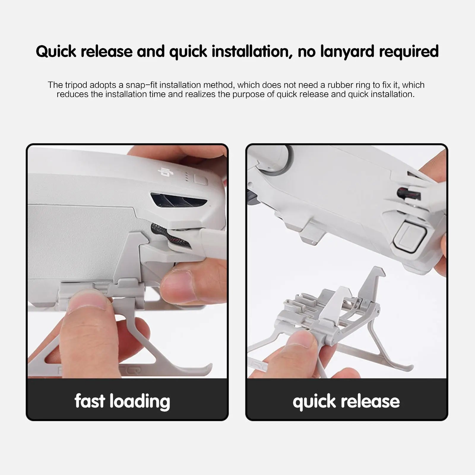 the tripod adopts a snap-fit installation method, which does not need a rubber