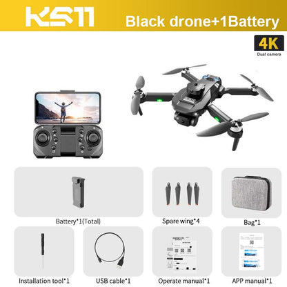KS11 Drone, KS7 Black drone+1Battery 4K Dual camera Battery