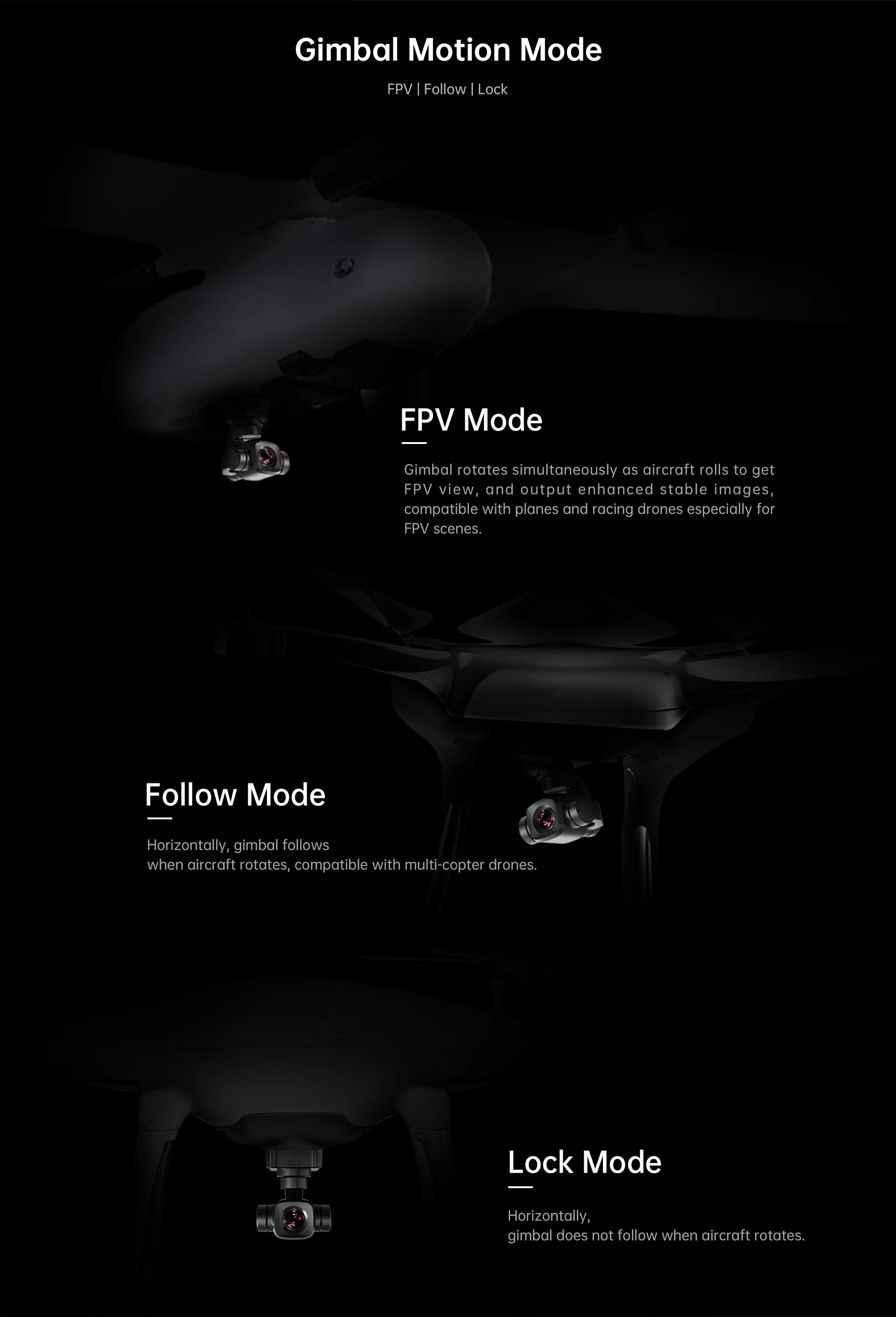 gimbal motion mode FPV Follow Lock fpv mode Gimbal