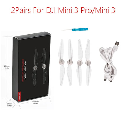 STARTRC LED Flash Propeller 2 Pairs for DJI Air 3, Mini 3 Pro and Mini 4 Pro – Night Light Glowing, Low-Noise Drone Props