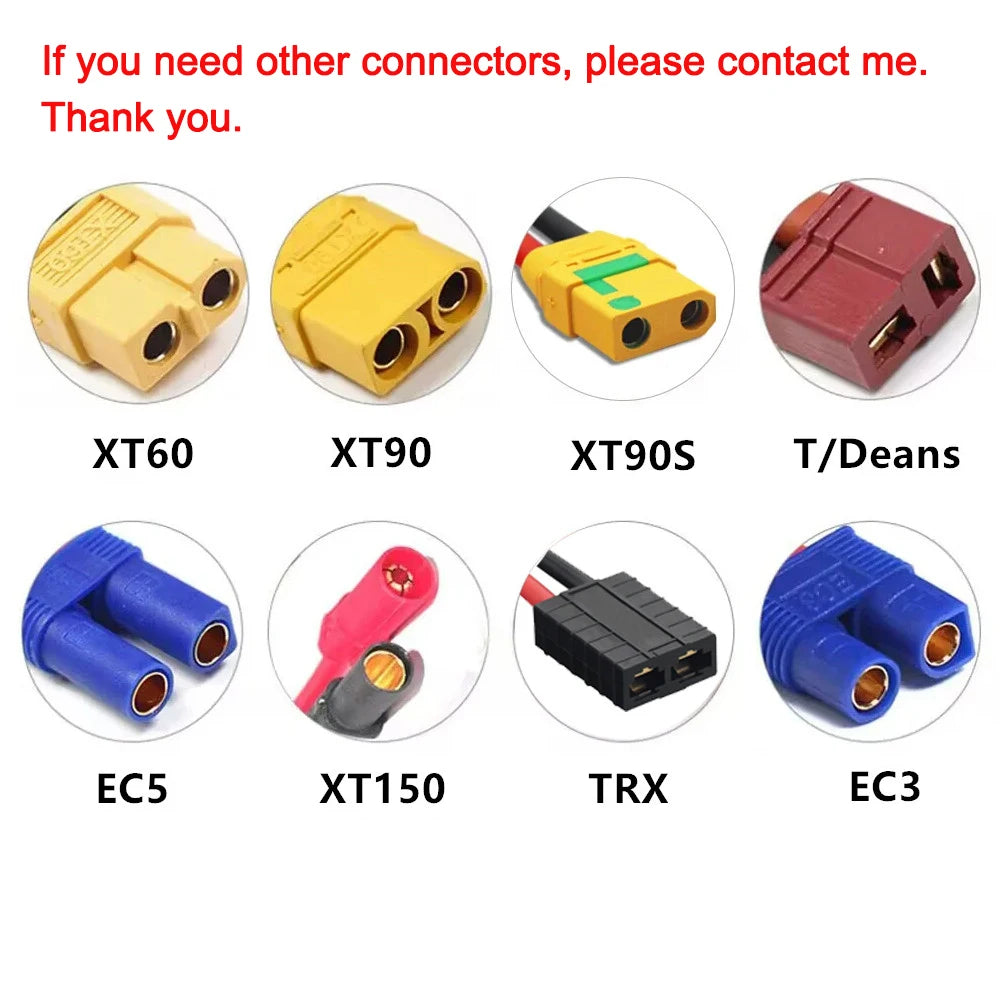 GaoNeng GNB 6S 22.2V 6500mAh 60C/120C Lipo Battery, Require custom connectors? Please reach out to me. Thanks!