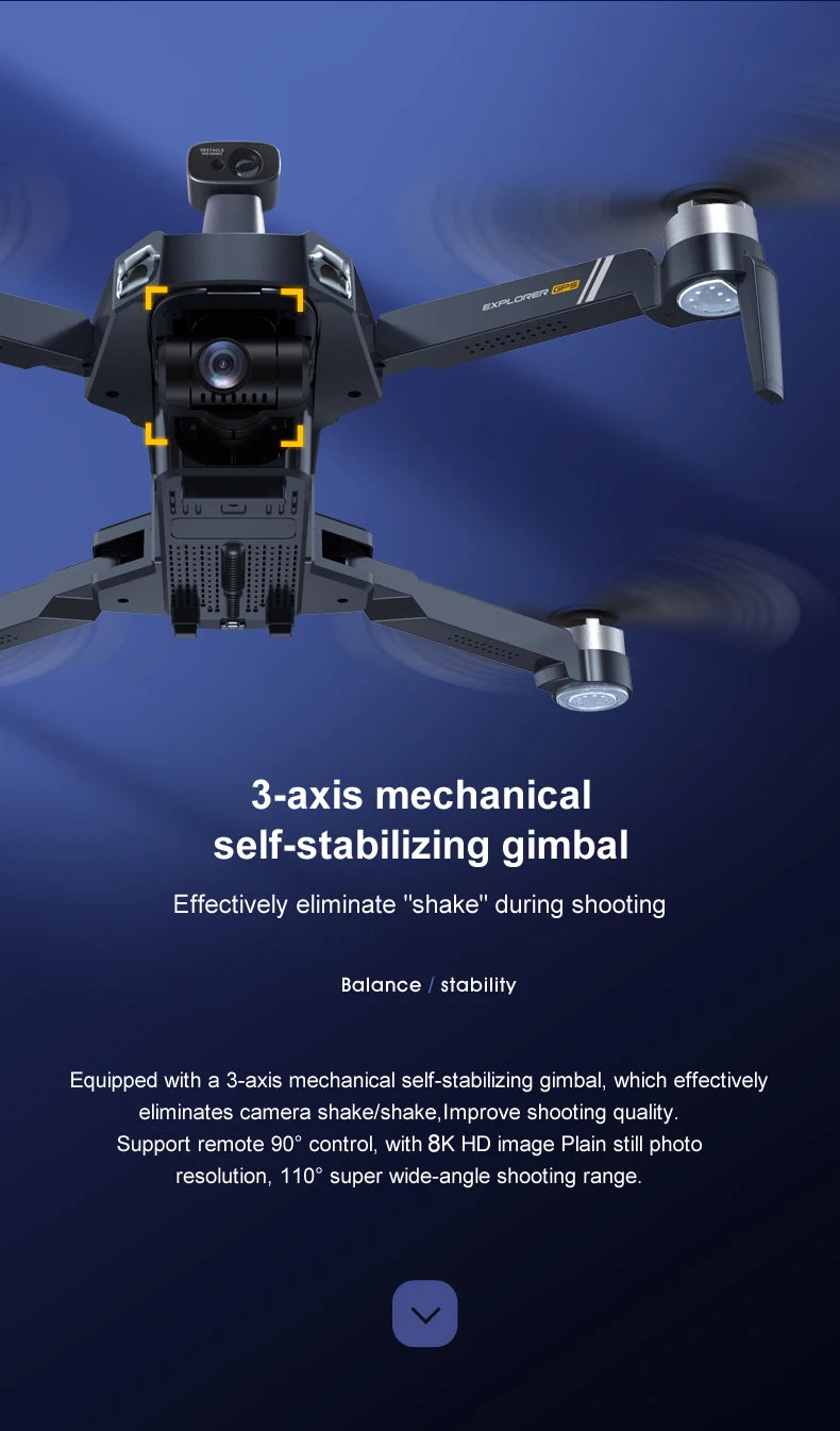 8819 pro Drone - 3-Axis Gimbal 8k Profesional with HD Camera 5G GPS WIFI FPV Brushless Motor Dron Obstacle Avoidance RC Quadcopter Professional Camera Drone 36 8819 pro Drone, Ortr gxet self-stabilizing gimba