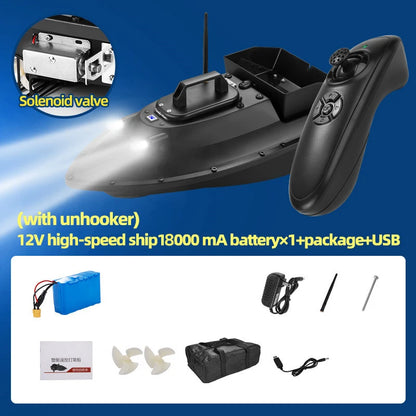 12V RC Bait Boat with GPS, 600m Range, Night Lights, Auto Return