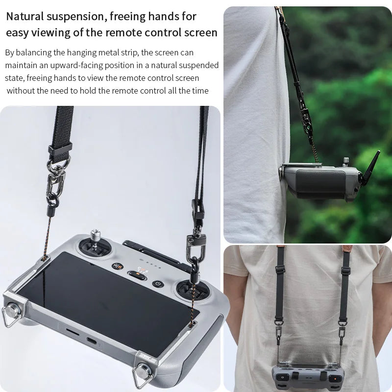 STARTRC Self-balancing Hanging Strap, Natural suspension design allows hands-free viewing of remote control screen with balanced metal strip support.