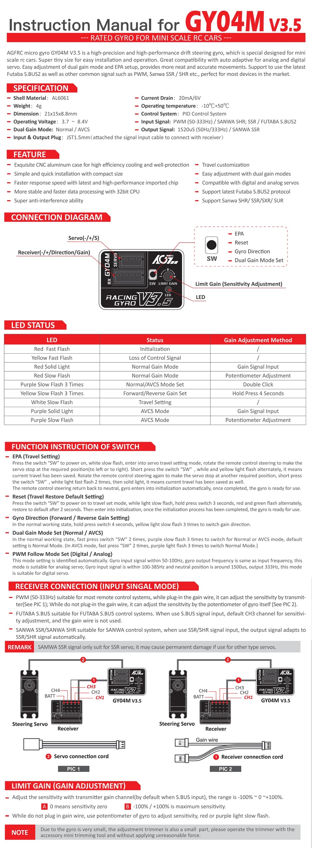 AGFRC GY04M V3.5(Purple) Aluminum Case, GYOAM V3.5 is a high-precision and high-performance drift steering