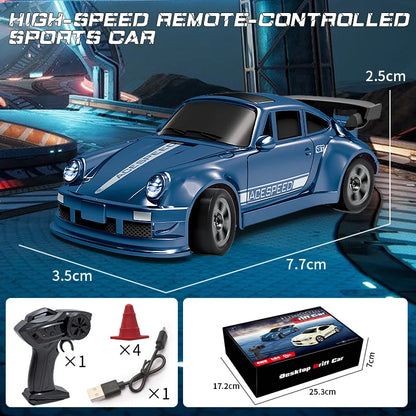 1/64 RC Car 2.4G 4WD High Speed Drift Mini Desktop Racing Car Four Wheel Drive Radio Controlled Mini GTR Racing Model Boy Toy