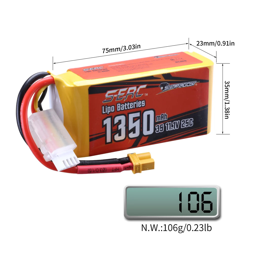Sunpadow Lipo Battery, .03in 23mm/o.9lin Lipo MAb 39