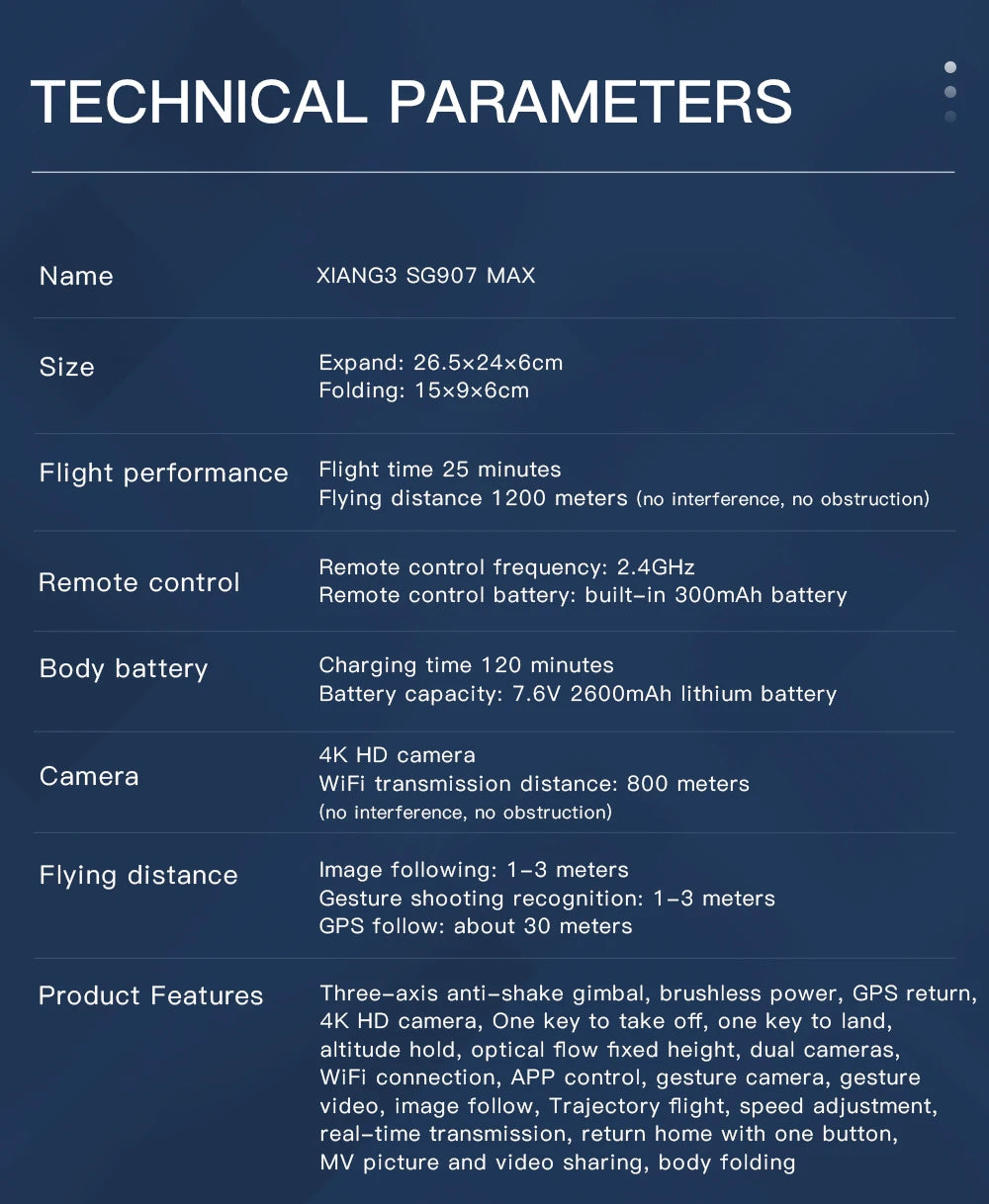 SG907 MAX GPS Drone, XIANG3 SG907 MAX Size Expand: 26.5x24x