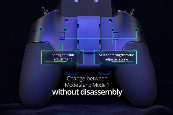 Spring tension Self-centering/throttle adjustment adjuster screw Change between Mode 2 and Mode