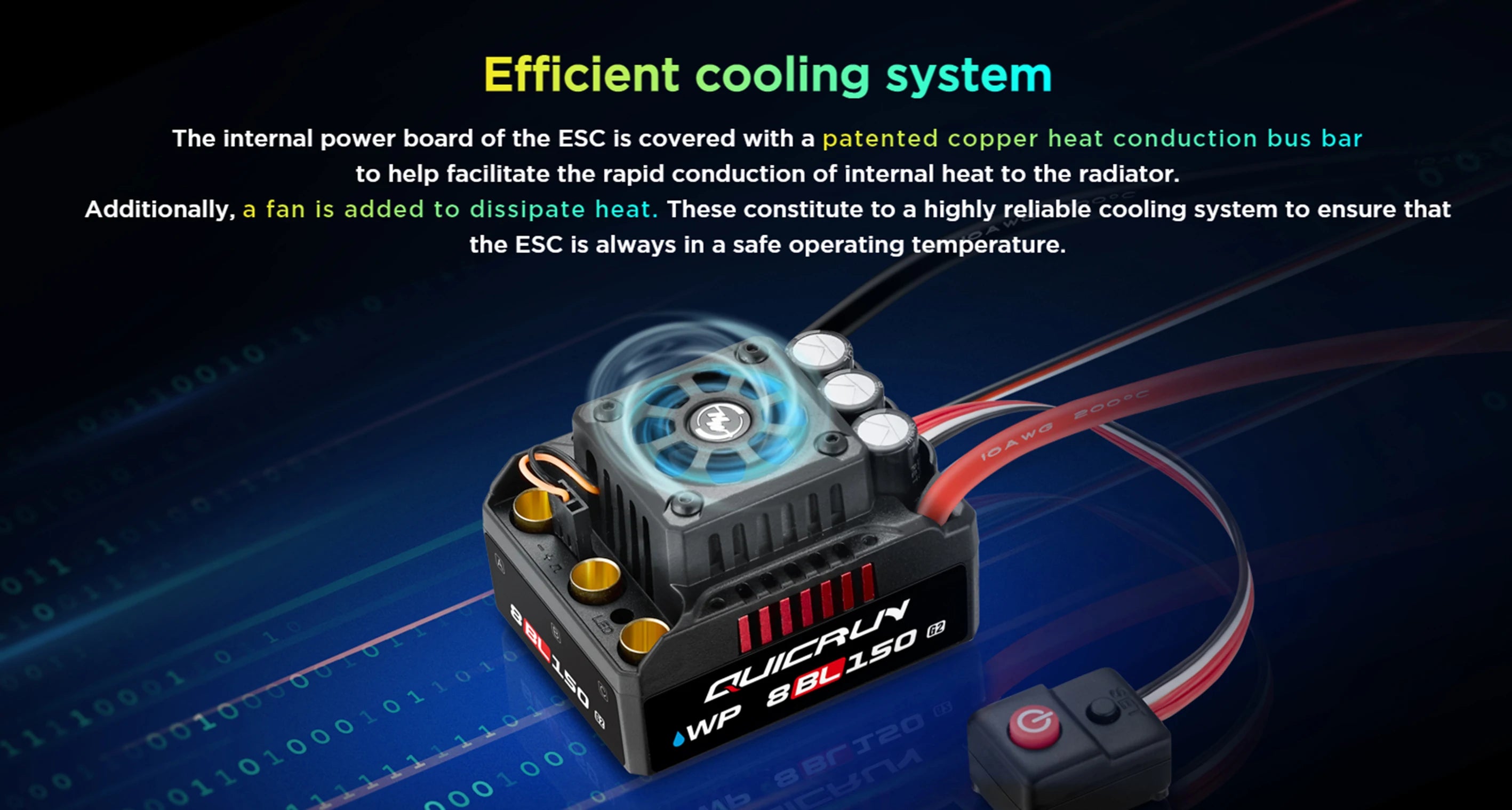 patented copper heat conduction bus bar helps facilitate rapid conduction of internal heat .