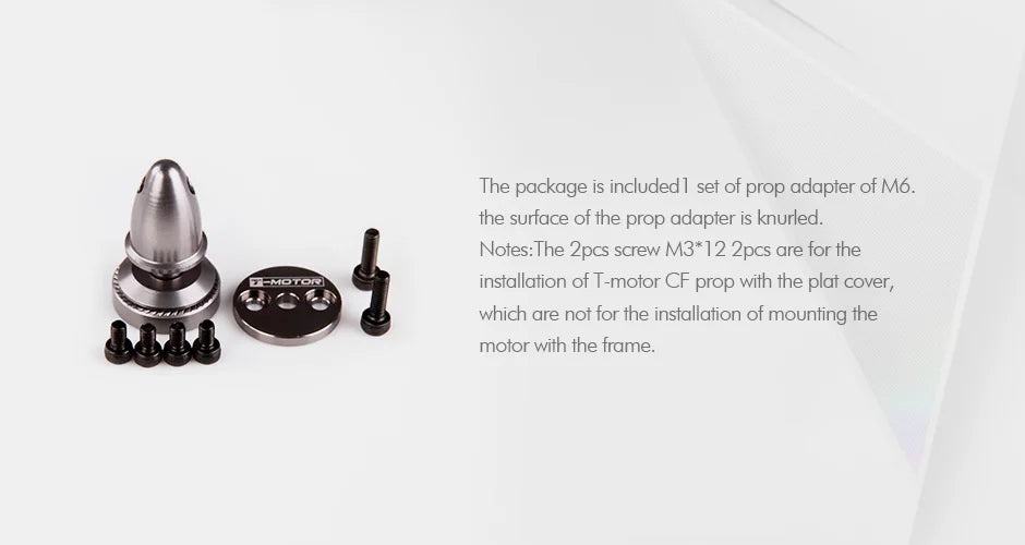 T-motor. the package is included set of prop adapter of M6. screw M3*12