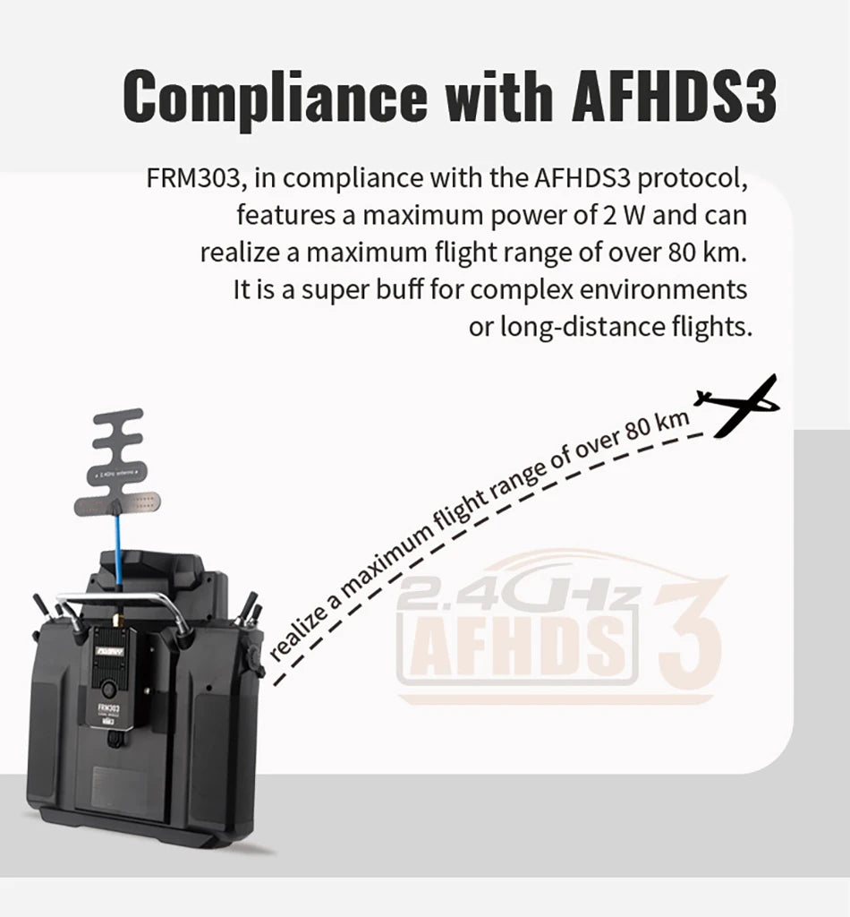 FLYSKY FRM303 2.4GHz TX Module, compliance with AFHDS3 FRM303 features a maximum power of 2 W 