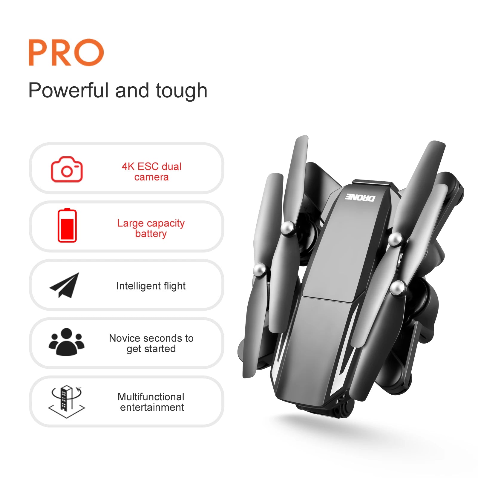 S93 Drone, pro powerful and tough 4k esc dual camera ivob