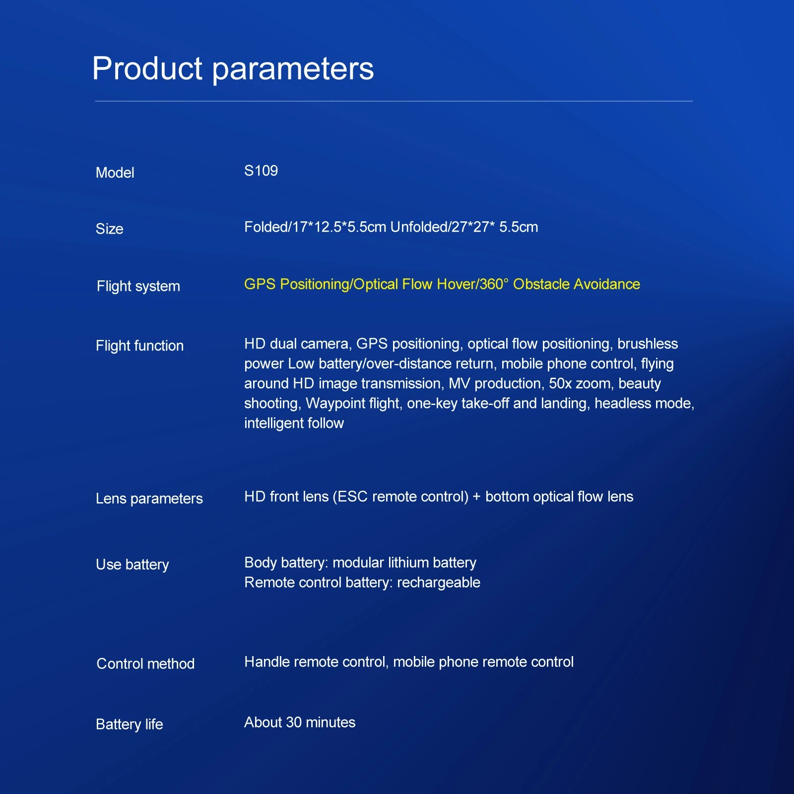 S109 GPS Drone - 4K HD WIFI FPV Drone 1080P Camera Height Hold RC Foldable Quadcopter Dron Rc Helicopter Drone Gift Toy Professional Camera Drone 37 S109 GPS Drone, Flight system GPS Positioning/Optical Flow Hover/3609 Obstacle Avoid