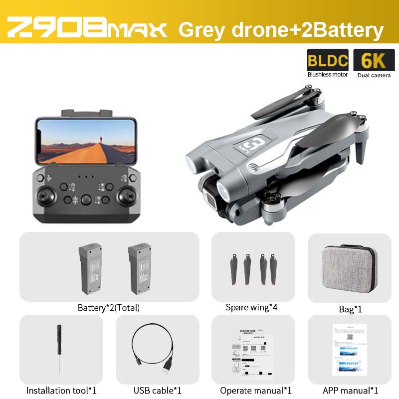 Z908 MAX Drone, drone+2Battery IBLDC 6K Blush