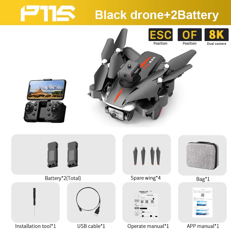 P11S Drone, F1S Black drone+2Battery ESC OF 8