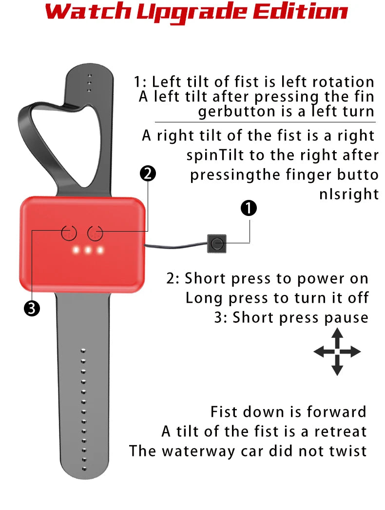 2.4G Amphibious Stunt, left tilt of fist is a right spinTilt to the right after pressing