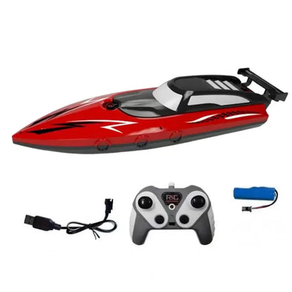 Kmoist 2.4GHz RC Boat with LED Lights, Dual Motor, 8 km/h Speed, 50 m Range, 20 min Run Time, 3.7V 500mAh
