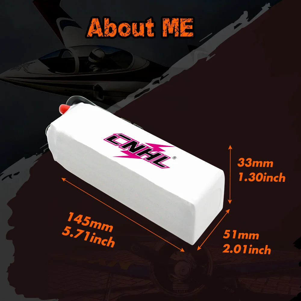 CNHL Lipo Battery For FPV Drone - 3S 4S 6S 11.1V 14.8V 22.2V 5000mAh 70C G+PLUS With XT90 Plug For RC Car Boat Airplane Helicopter 12 CNHL Lipo Battery, ME 33mm 1.30inch S1mm 2.01inch ENL' 145mm 5.