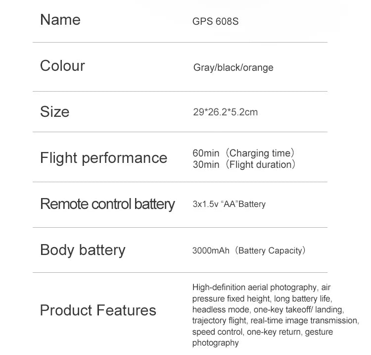 S608 Pro GPS Drone, GPS 608S Colour Graylblacklorange Size 29*26.2*5.2cm