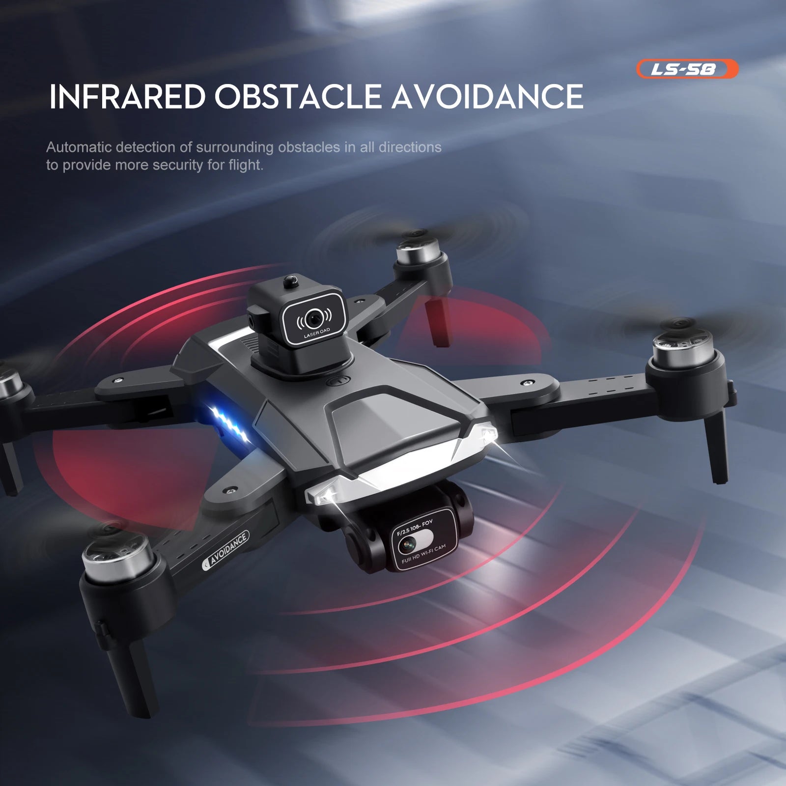 LS58 Drone, ls-5d infrared obstacle avoidance automatic detection