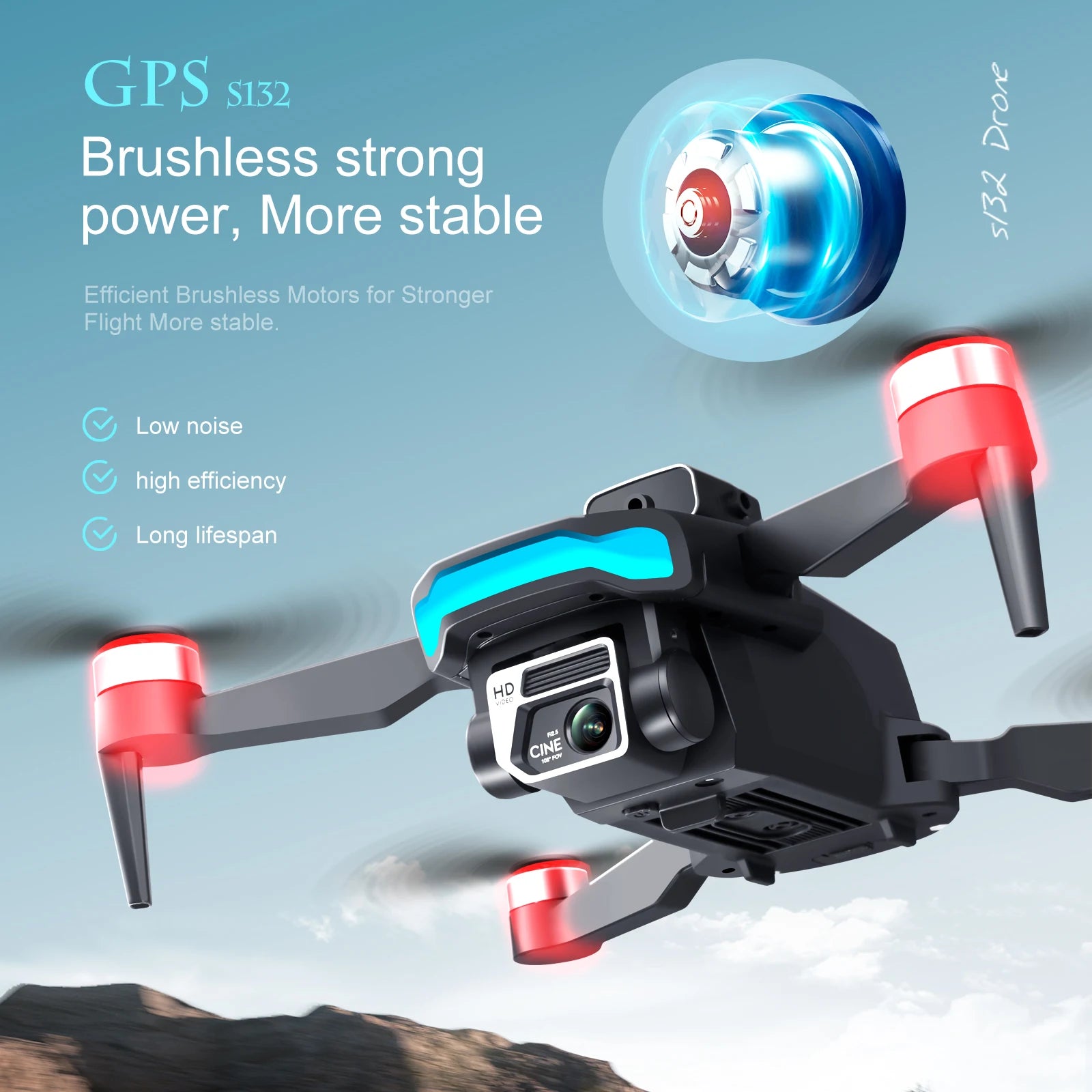 S132 Drone, gps s132 4 brushless strong power ,