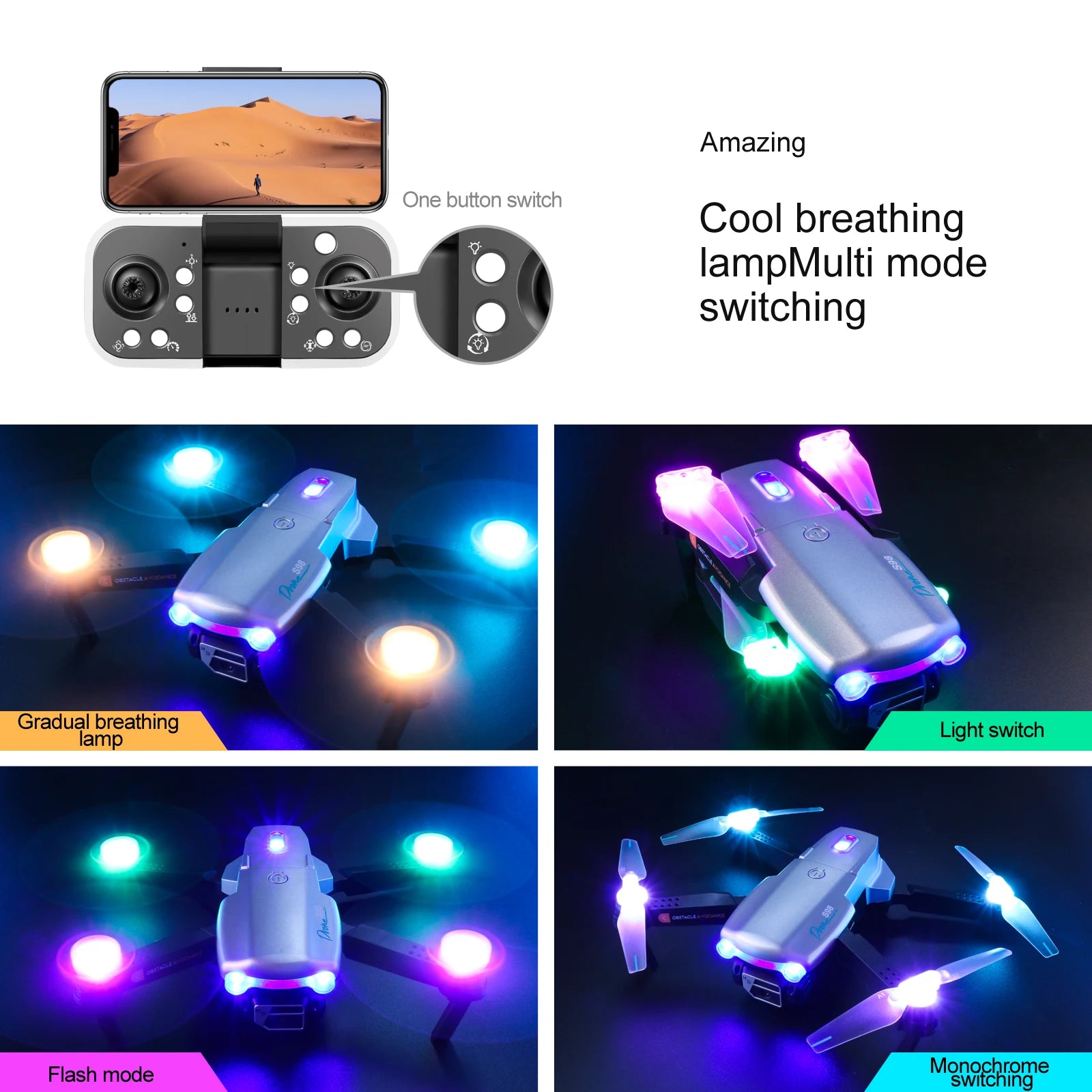 S98  Drone, amazing one button switch cool breathing light switch lamp oostaele
