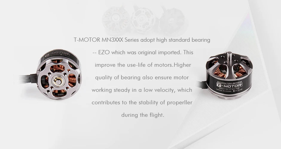 T-motor, T-MOTOR MN3XXX Series adopt high standard bearing EZO which