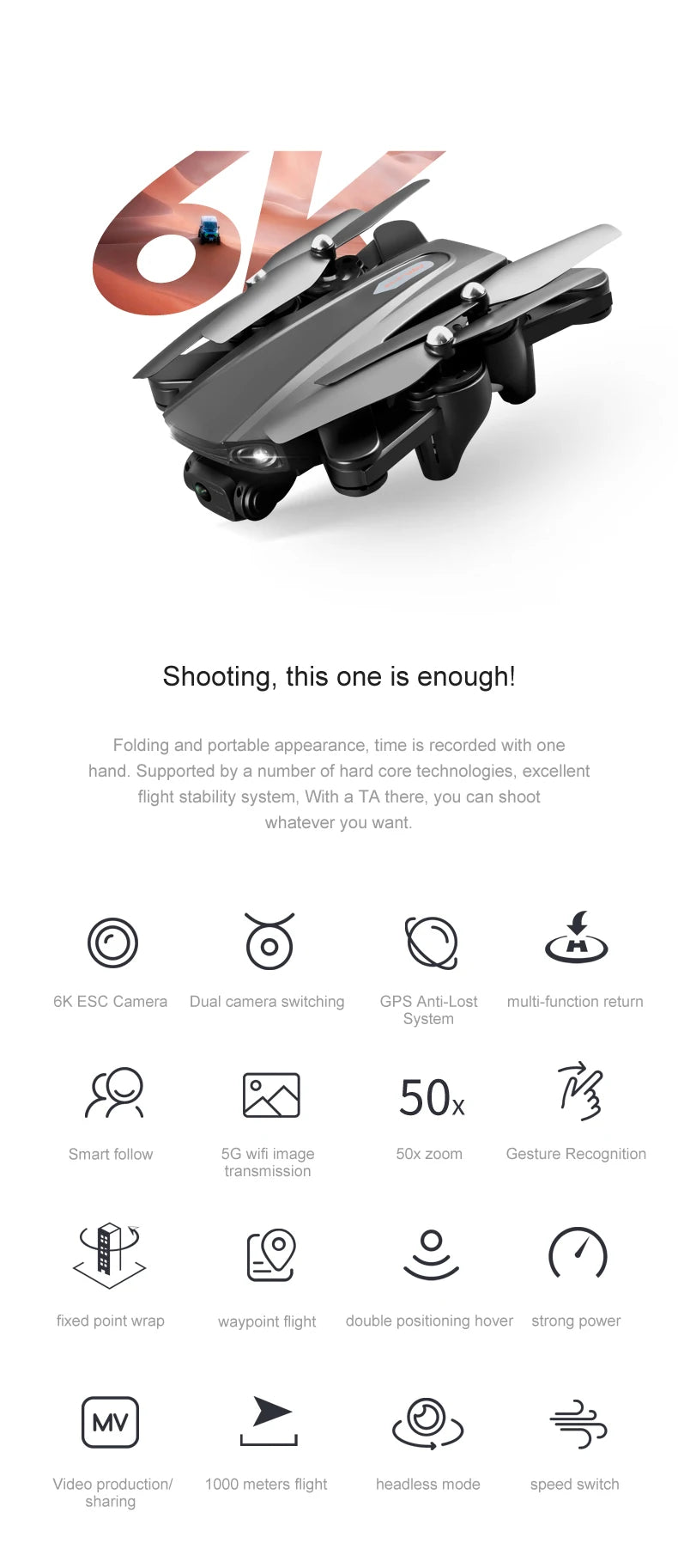 R20 Drone - 2024 New 6K Professional High-definition Camera GPS 5G Aerial Photography 4-axis Aircraft Folding Remote Control Toy 30 R20 Drone, gps anti-lost multi-function return system 50