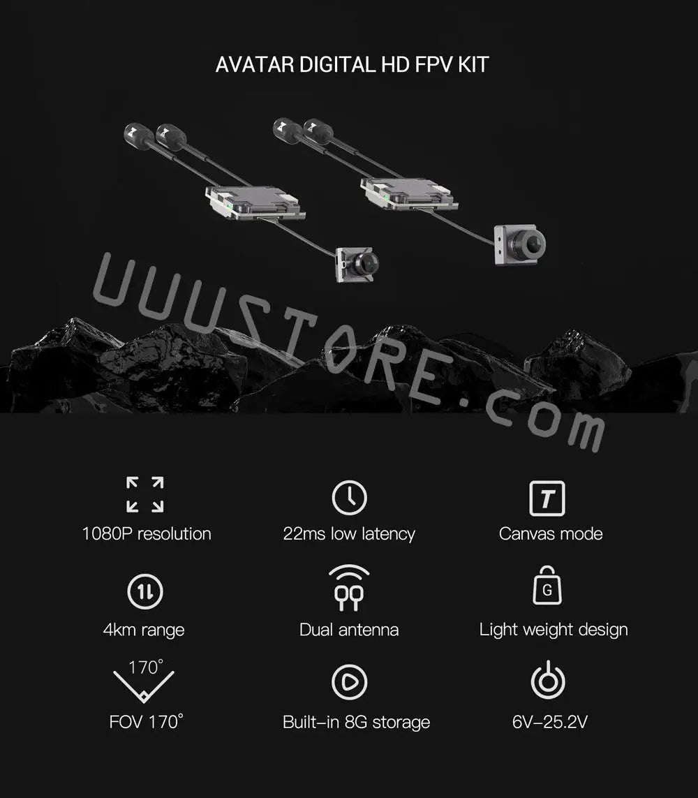 Walksnail Avatar HD Nano Camera / VTX Kit - 1080P 170FOV Lower Latency Onboard DVR 4KM Range for Avatar FatShark HD Dominator 6 Walksnail Avatar HD Camera VTX Kit