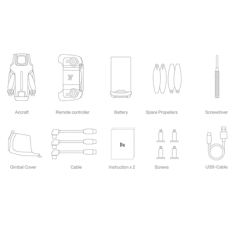 FIMI x8 Mini Pro Camera Drone, Aircraft Remote controller Battery Spare Propellers Screwdriver Gimbal Cover Cable Instruction