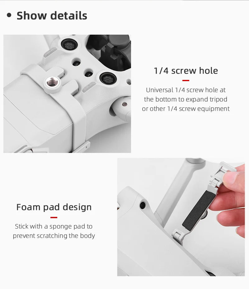 Top Extension Camera Bracket Mount Holder, details 1/4 screw hole Universal 1/4 screwhole at the bottom to expand tripod or other 1/4 screw equipment