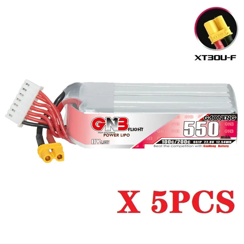 GaoNeng GNB 6S HV 22.8v 550mAh 200C Lipo Battery, High-performance LiPo battery for FPV drones, providing advanced features and reliable performance.