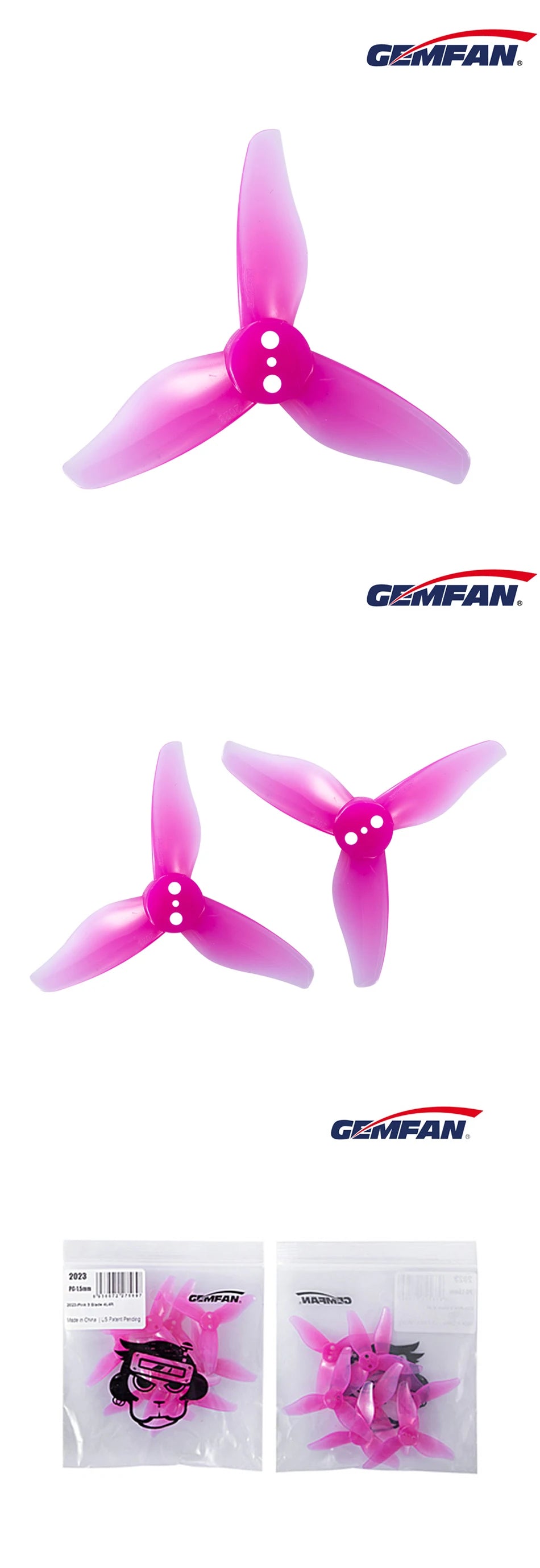 8/12/16Pairs GEMFAN 2023 2x2.3 3-Blade Propeller, GMFAN GZMFAN 2073 F ClMFan TMa3js