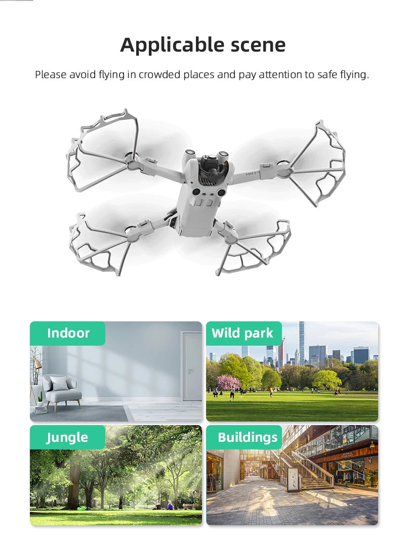 Propeller Guard for DJI Mini 3 Pro Drone, Avoid flying in crowded places and pay attention to safe flying: Indoor Wild park Jungle Building