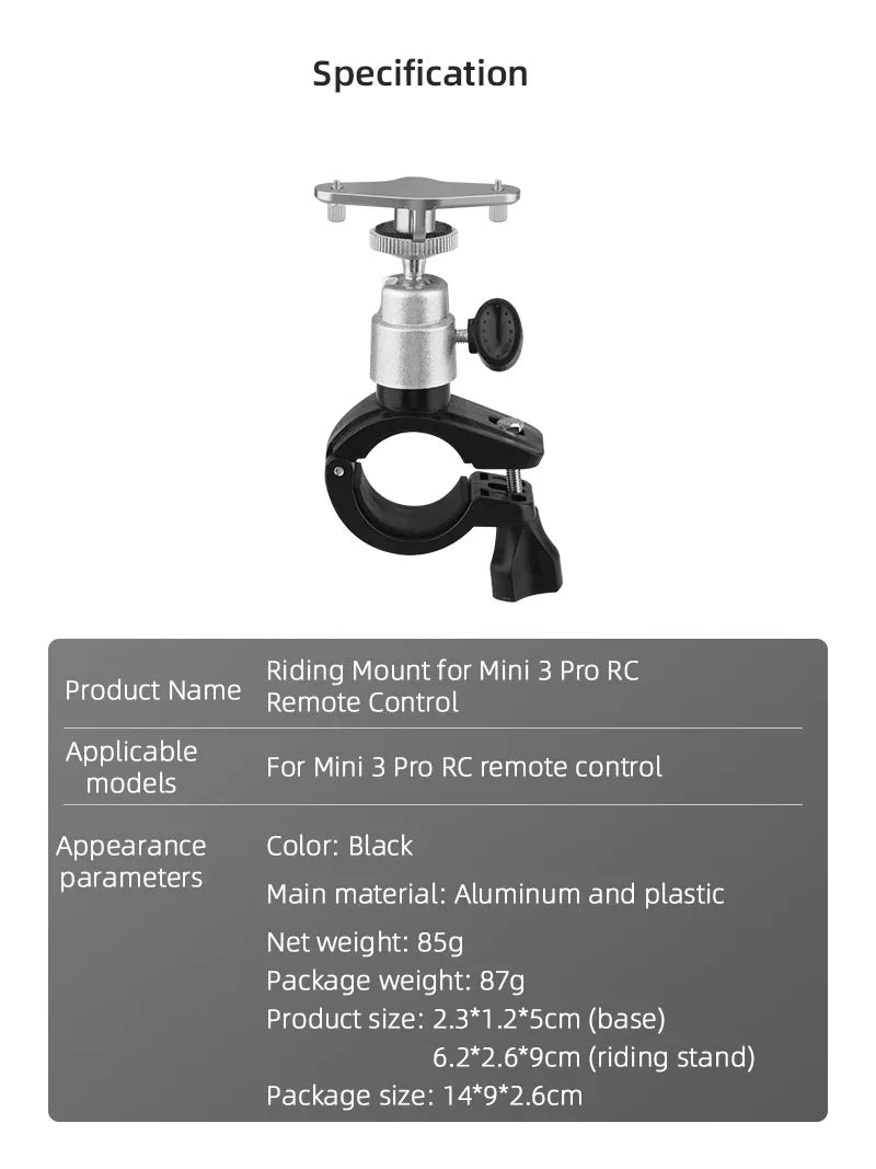 Bicycle Bracket Holder Clip For DJI Mini 3 Pro Remote Controller Monitor Clamp Fixation Stand for DJI RC Drone Accessories 9 Specification Riding Mount for Mini 3 RC Product Name Remote Control Applicable For Mini
