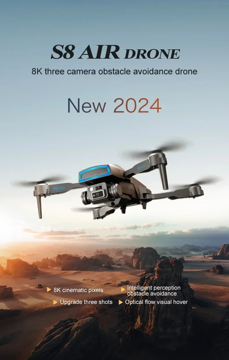 S8 Air  Drone, s8 air drone 8k three camera obstacle avoidance drone new