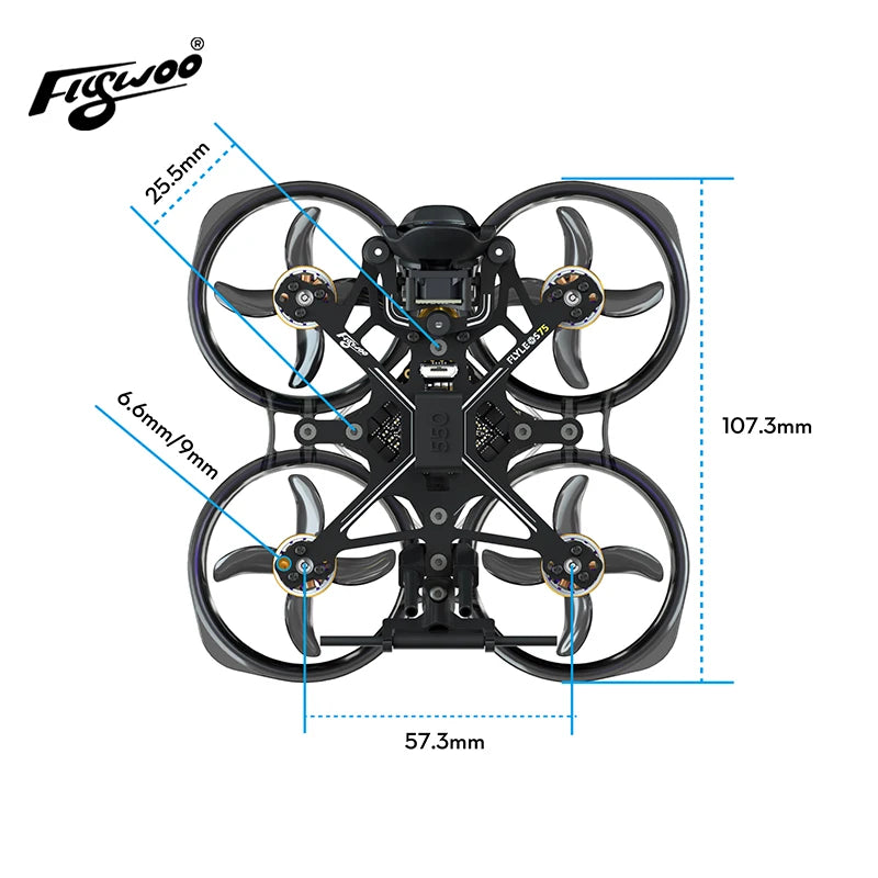 Introducing the Flywoo FlyLens 75HD O3Lite 2S Brushless Whoop FPV Drone V1.3, a high-performance drone featuring 75mm propellers and an HD camera for crisp visuals.