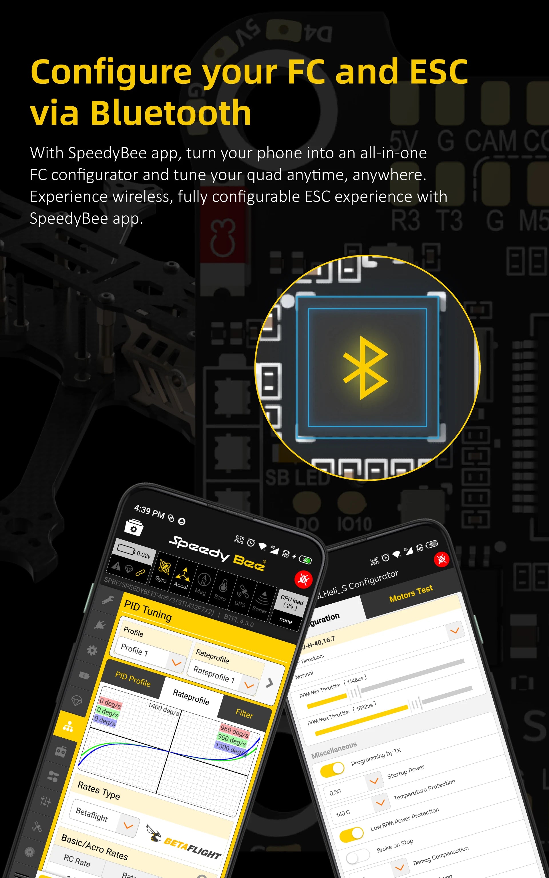 SpeedyBee F405 V3 BLS 50A 30x30 FC&ESC Stack, Ota Configure your FC and ESC via Bluetooth With SpeedyBee app,