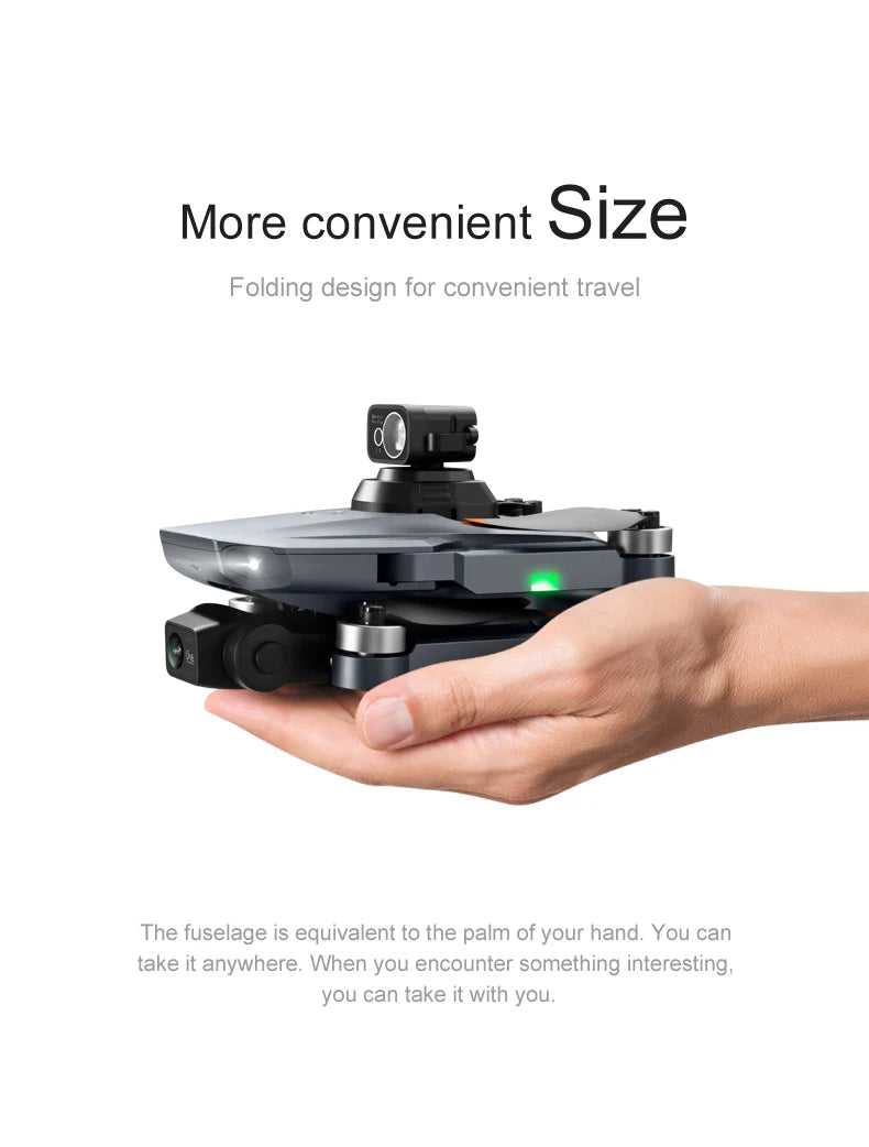 RG101 Pro Drone - 2-axis Gimbal 360° Obstacle Avoidance HD Dual Camera Aerial Photography Brushless GPS Foldable Return Quadcopter Professional Camera Drone 18 RG101 Pro Drone, more convenient Size Folding design for convenient travel The fuselage is equivalent to the palm of your