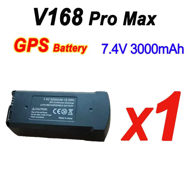 Original V168 Drone Battery - 7.4V 3000mAh Pro Max GPS Accessories.