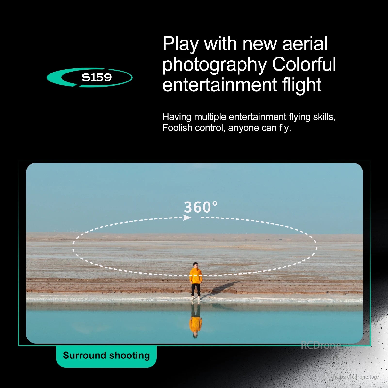 S159 Drone, Play with new aerial photography. Colorful entertainment flight. Surround shooting.