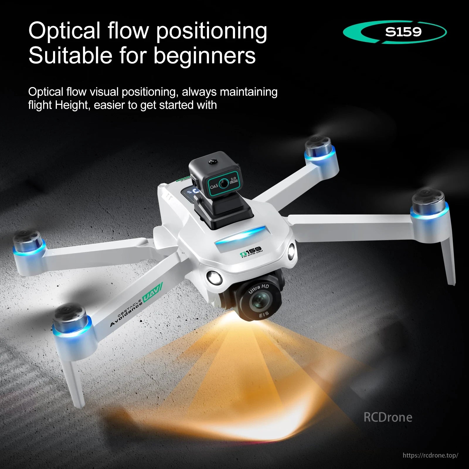 Beginner-friendly optical flow positioning for S159 drone, maintaining flight height and simplifying startup.