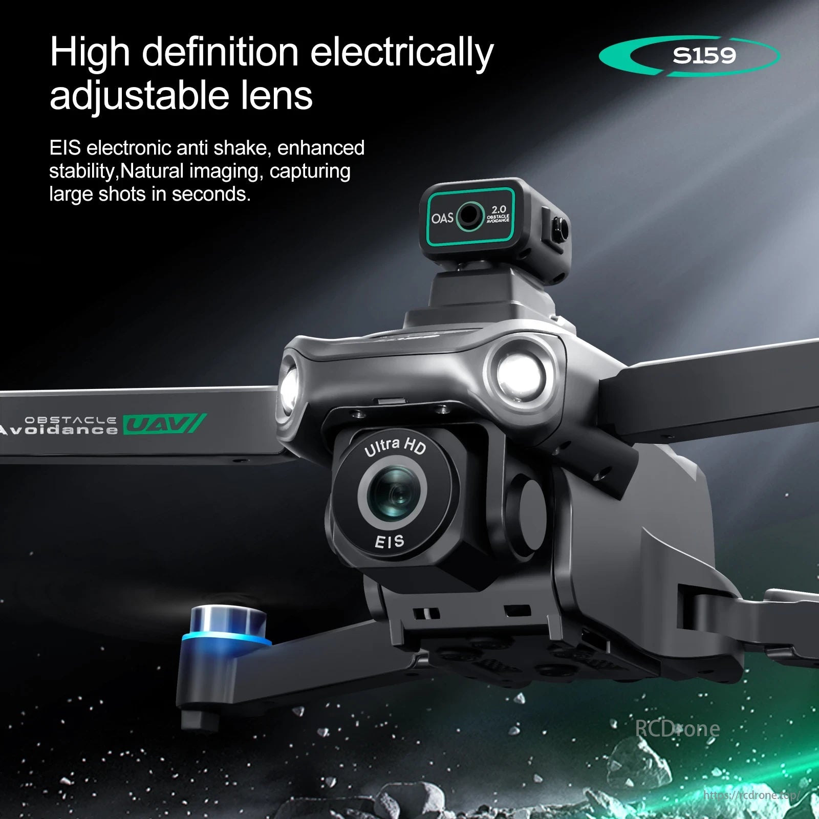 S159 Drone, High-definition adjustable lens with EIS for stability, natural imaging, and quick large shots.