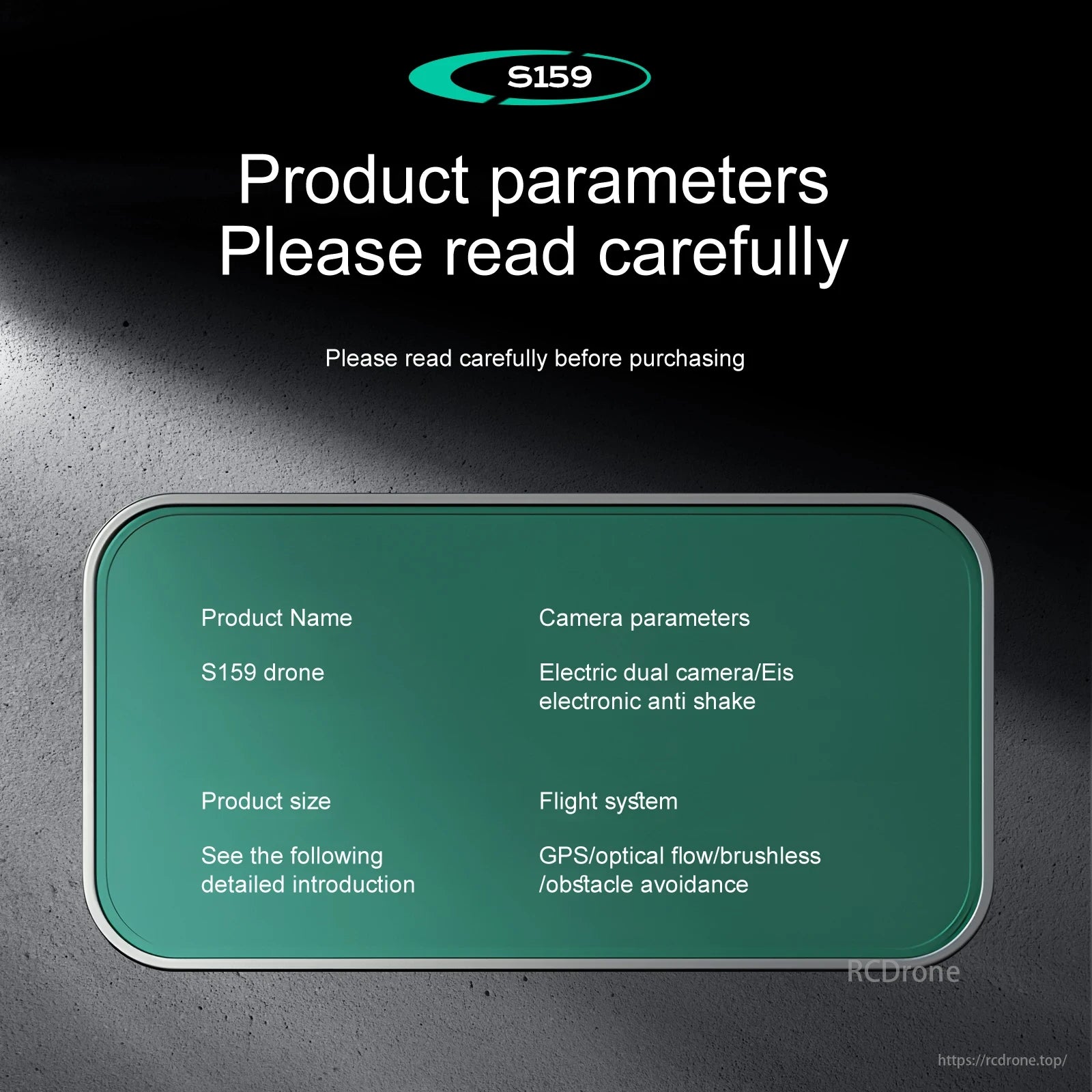 S159 drone features electric dual camera, electronic anti-shake, GPS/optical flow/brushless flight system, and obstacle avoidance.