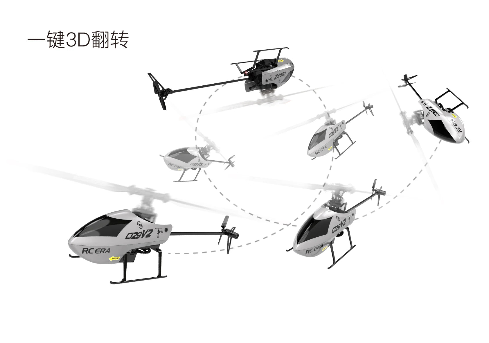 C129 V2 RC Helicopter, the first 4-channel aileron free 360 ° roll mode makes flying more fun