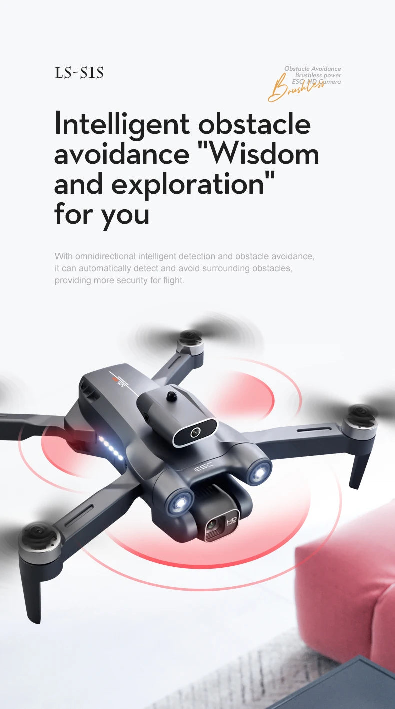 LSRC-S1S Drone - 2024 New RC Drone 145g 4K 8K HD Gimbal Anti-Shake Camera 360° Obstacle Avoidance One Key Takeoff Brushless Motor Quadcopter 20 LSRC-S1S Drone, obstacle avoidance ls-s1s brushless power