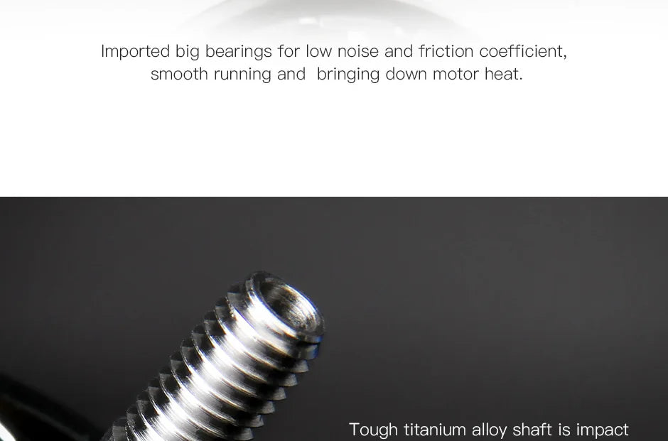 T-MOTOR, Imported big bearings for low noise and friction coefficient; smooth running and bringing down motor